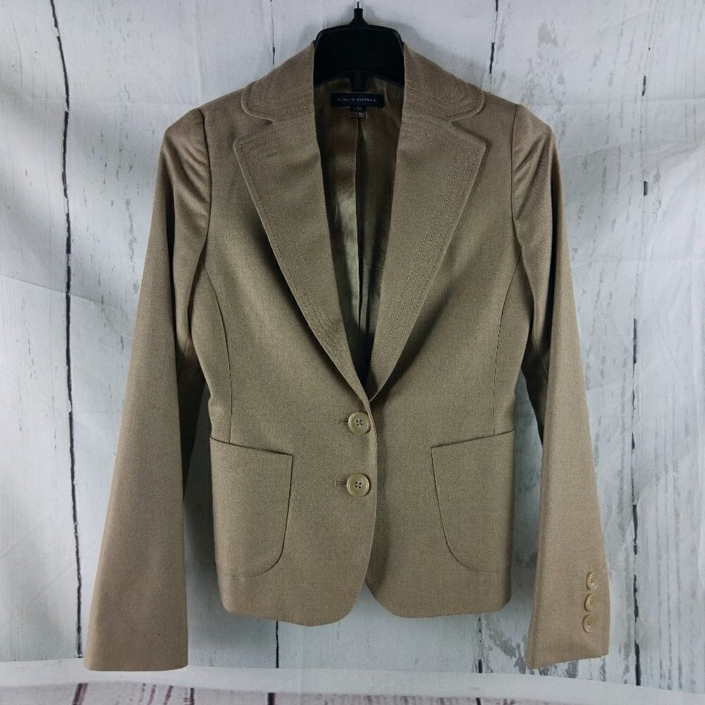 Banana Republic Women's Size 0 Wool 2 Button Desert Tan Suit Blazer Jacket